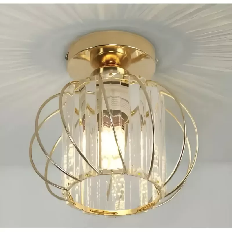 Lustra Cora 1XE27, Auriu, Metal si Cristal