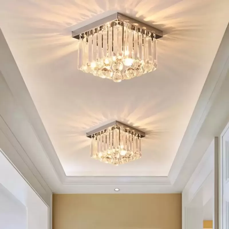 Lustra Cristal MARTINEZ Linear Luxe, Diametru 35cm, 4x E14, Crom Lucios