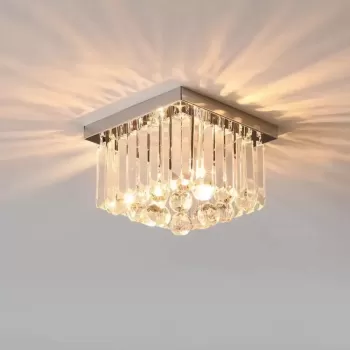 Lustra Cristal MARTINEZ Linear Luxe, Diametru 35cm, 4x E14, Crom Lucios