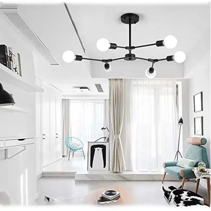 Lustra Architek Hexa, 6 x E27, Negru, Metal