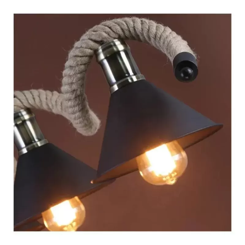 Lustra Franghie, 5*E27, Maro, Metal si Sfoara