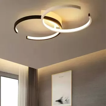 Lustra LED cu telecomanda VECTOR SEMIARC 35W, 2 Elemente, lumina Rece/Calda/Neutra, Dimabila, Negru Alb