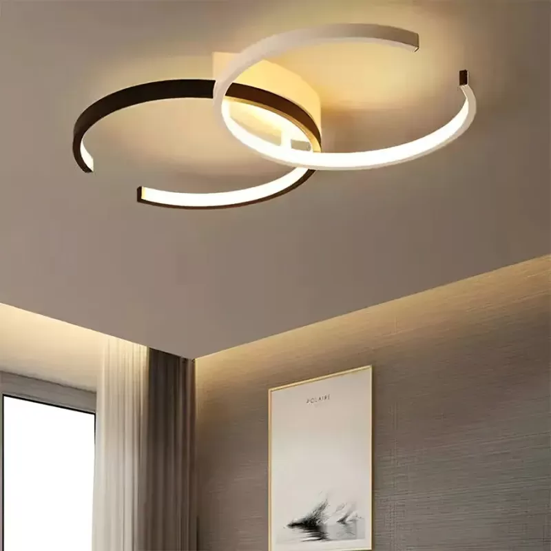 Lustra LED cu telecomanda VECTOR SEMIARC 35W, 2 Elemente, lumina Rece/Calda/Neutra, Dimabila, Negru Alb