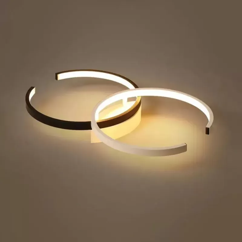 Lustra LED cu telecomanda VECTOR SEMIARC 35W, 2 Elemente, lumina Rece/Calda/Neutra, Dimabila, Negru Alb