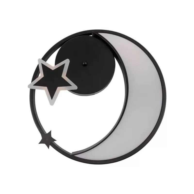 Lustra LED cu telecomanda ALYONA 44W, Luna si Stea, lumina Rece/Calda/Neutra, Dimabila, Negru
