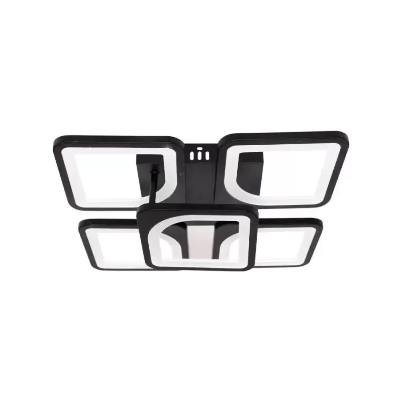 Lustra LED cu telecomanda ZOE 68W, 5 Patrate, lumina Rece/Calda/Neutra, Dimabila, Negru