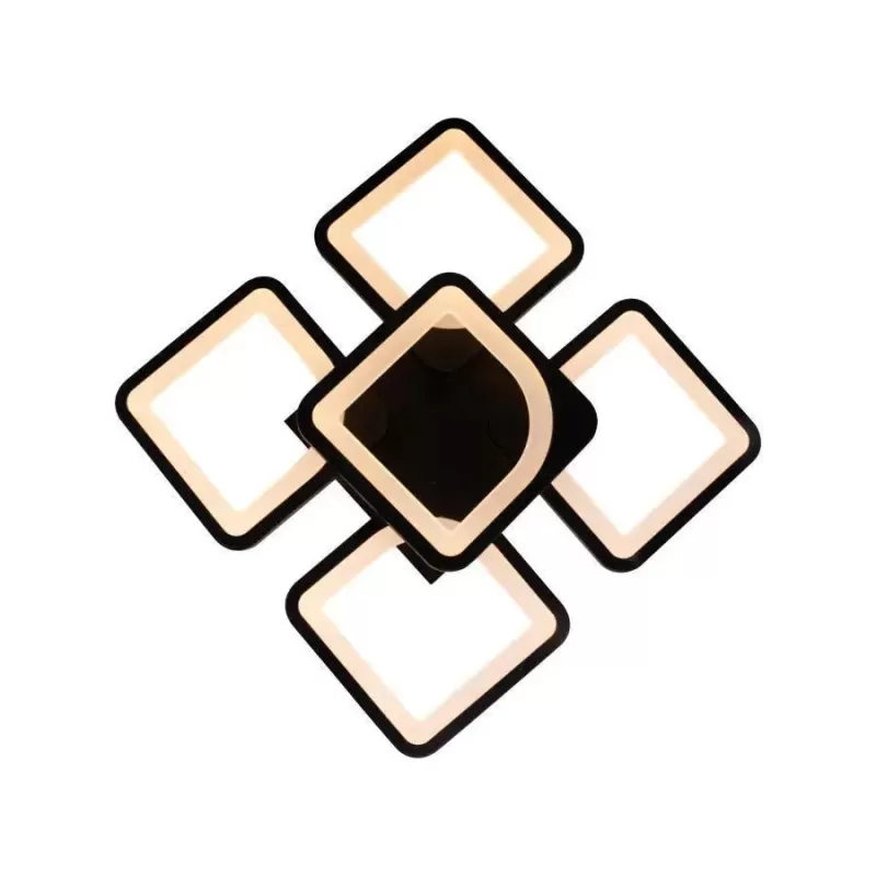 Lustra LED cu telecomanda ZOE 68W, 5 Patrate, lumina Rece/Calda/Neutra, Dimabila, Negru