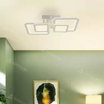 Lustra LED cu telecomanda BALANS 48W, 2 Patrate, lumina Rece/Calda/Neutra, Dimabila, Alb