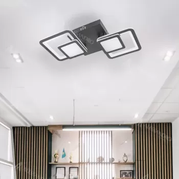 Lustra LED cu telecomanda BALANS 48W, 2 Patrate, lumina Rece/Calda/Neutra, Dimabila, Negru