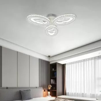 Lustra LED cu telecomanda si cristal CAPRICE 96W, lumina Rece/Calda/Neutra, Dimabila, Alb