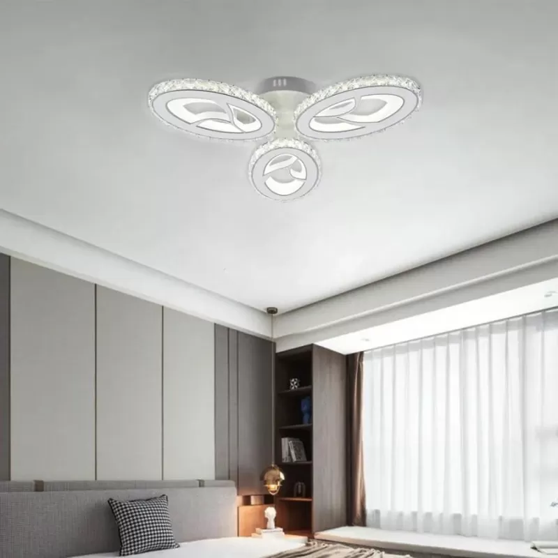 Lustra LED cu telecomanda si cristal CAPRICE 96W, lumina Rece/Calda/Neutra, Dimabila, Alb