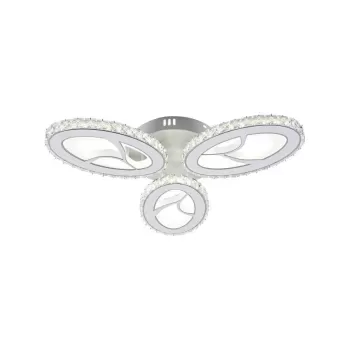 Lustra LED cu telecomanda si cristal CAPRICE 96W, lumina Rece/Calda/Neutra, Dimabila, Alb