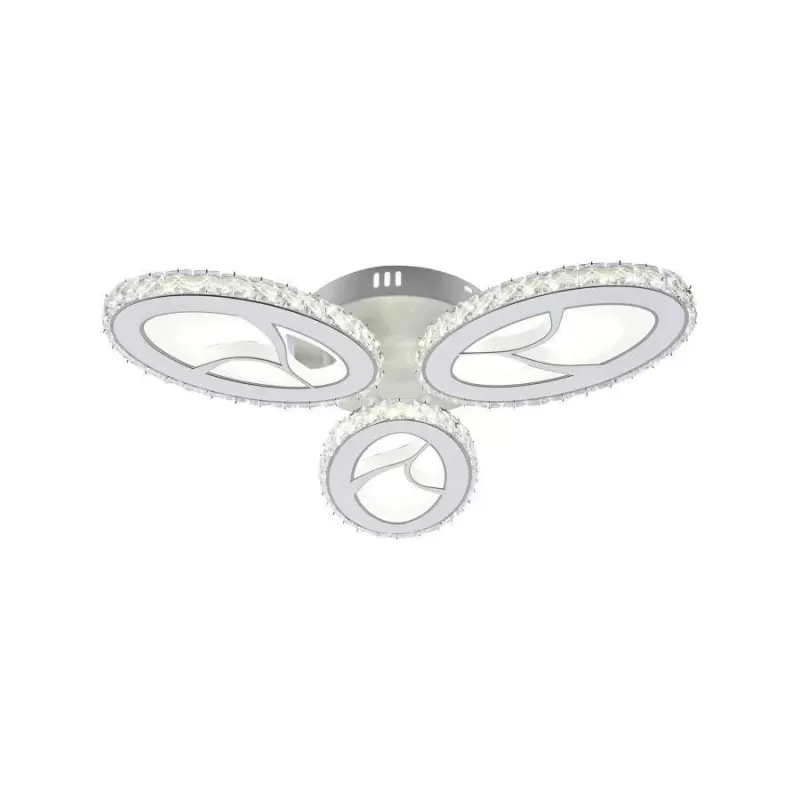 Lustra LED cu telecomanda si cristal CAPRICE 96W, lumina Rece/Calda/Neutra, Dimabila, Alb