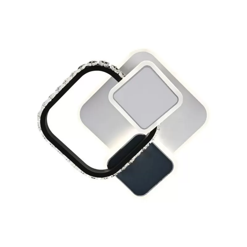 Lustra LED cu cristal GELLA 48W, Patrata, lumina Rece/Calda/Neutra, Alb Negru