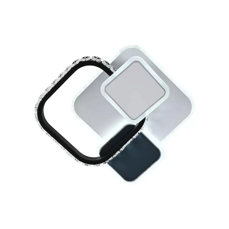 Lustra LED cu cristal GELLA 48W, Patrata, lumina Rece/Calda/Neutra, Alb Negru