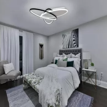 Lustra LED cu telecomanda LIGURIA 81W, 3 Ovale, lumina Rece/Calda/Neutra, Dimabila, Negru Alb