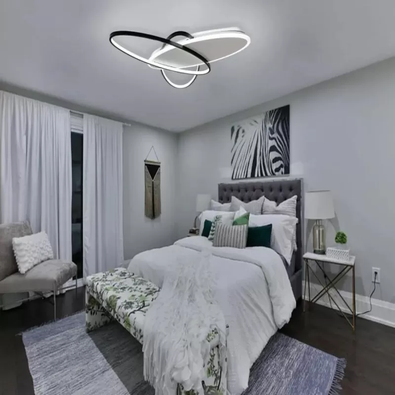 Lustra LED cu telecomanda LIGURIA 81W, 3 Ovale, lumina Rece/Calda/Neutra, Dimabila, Negru Alb