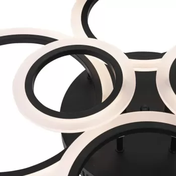 Lustra LED cu telecomanda BETTY 82W, 6 Cercuri, lumina Rece/Calda/Neutra, Dimabila, Negru