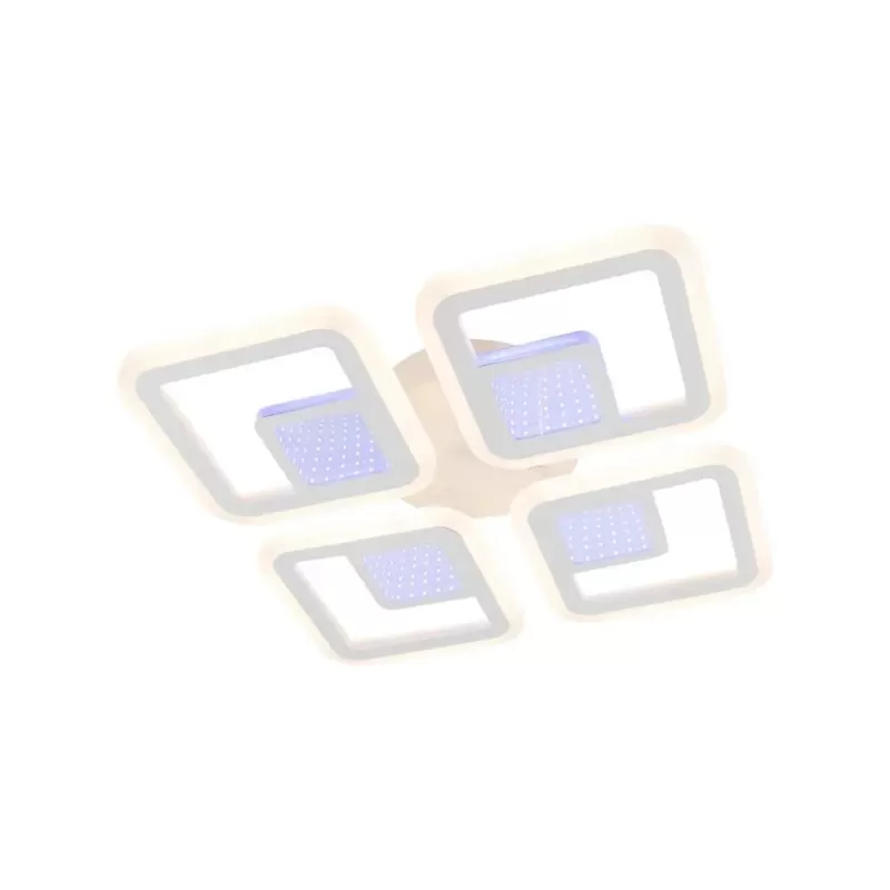 Lustra LED cu telecomanda CHAI 3D 104W, 4 Patrate, lumina Rece/Calda/Neutra, Dimabila, Alb