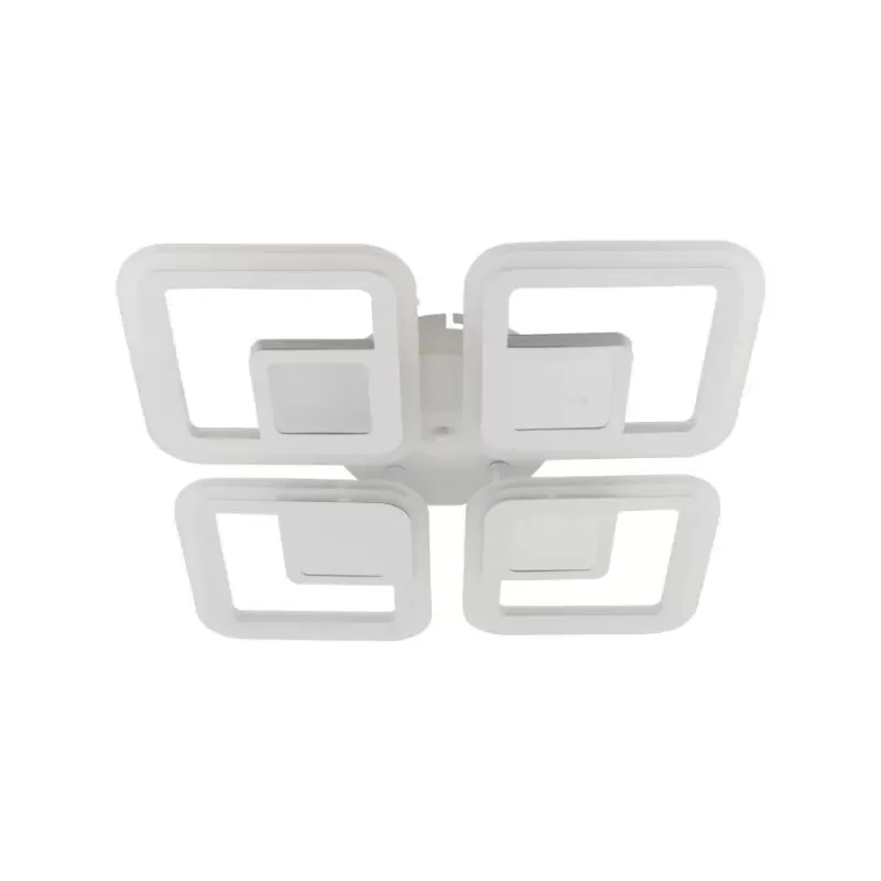 Lustra LED cu telecomanda CHAI 3D 104W, 4 Patrate, lumina Rece/Calda/Neutra, Dimabila, Alb