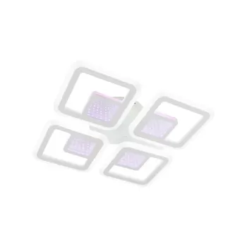 Lustra LED cu telecomanda CHAI 3D 104W, 4 Patrate, lumina Rece/Calda/Neutra, Dimabila, Alb