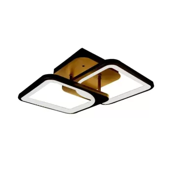 Lustra LED cu telecomanda ZOE 39W, 2 Patrate, lumina Rece/Calda/Neutra, Dimabila, Negru