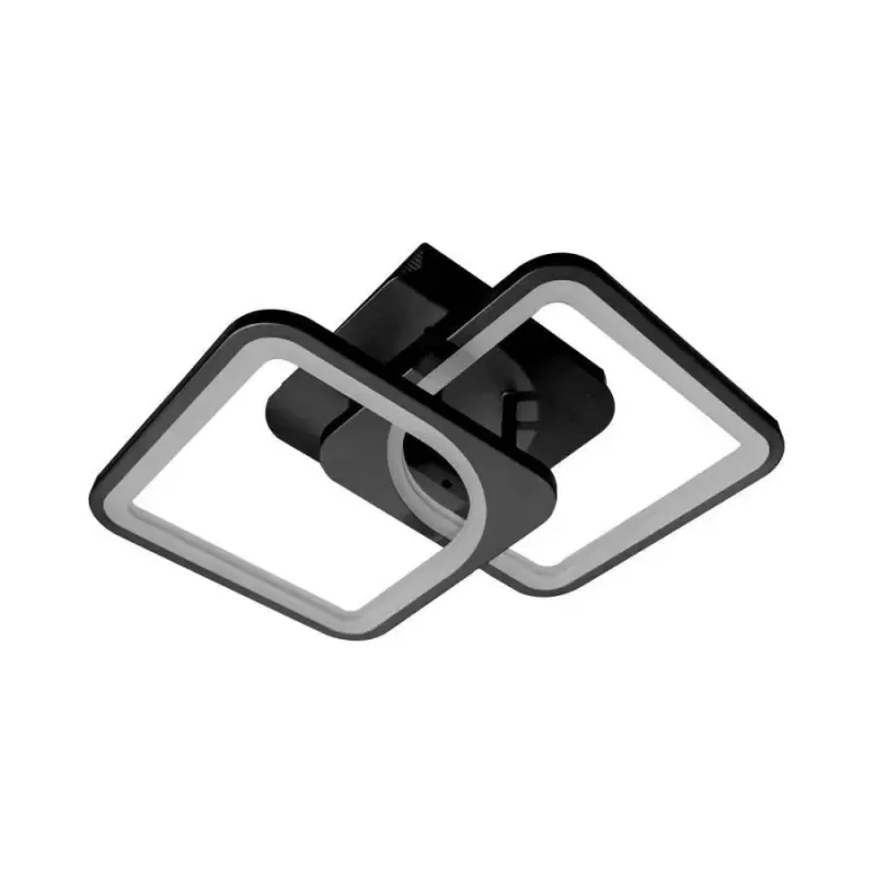 Lustra LED cu telecomanda ZOE 39W, 2 Patrate, lumina Rece/Calda/Neutra, Dimabila, Negru