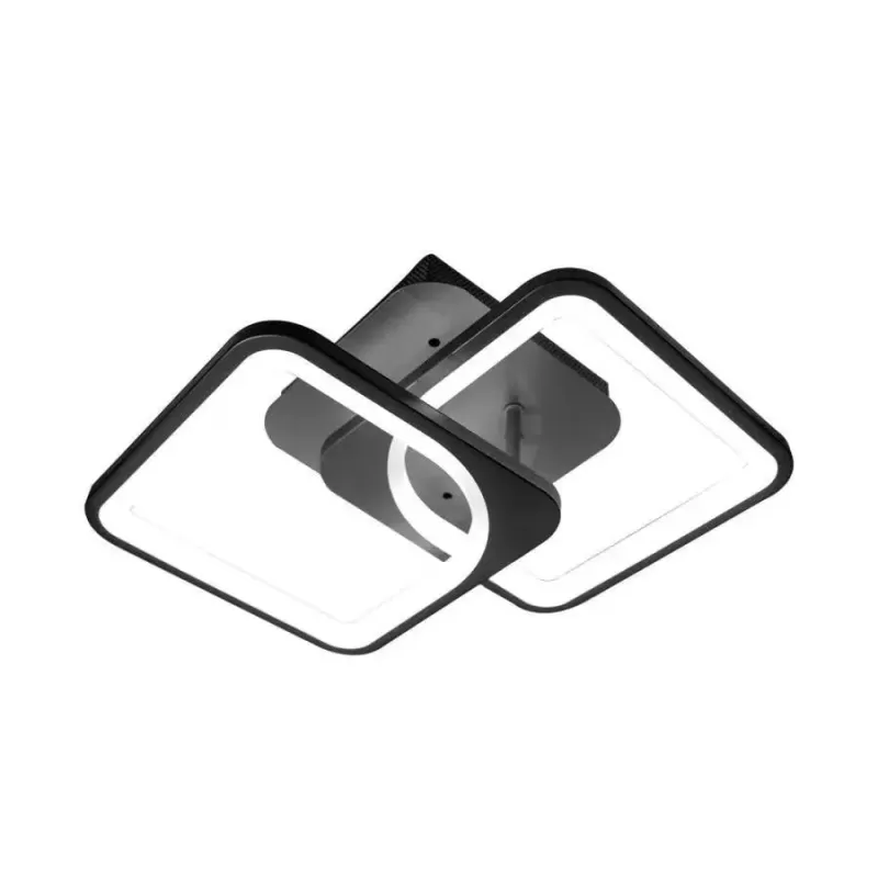 Lustra LED cu telecomanda ZOE 39W, 2 Patrate, lumina Rece/Calda/Neutra, Dimabila, Negru