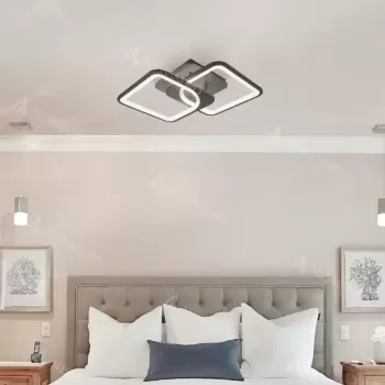 Lustra LED cu telecomanda ZOE 39W, 2 Patrate, lumina Rece/Calda/Neutra, Dimabila, Negru