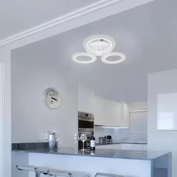 Lustra LED MARA 24W, 3 Cercuri, lumina Neutra, Alb
