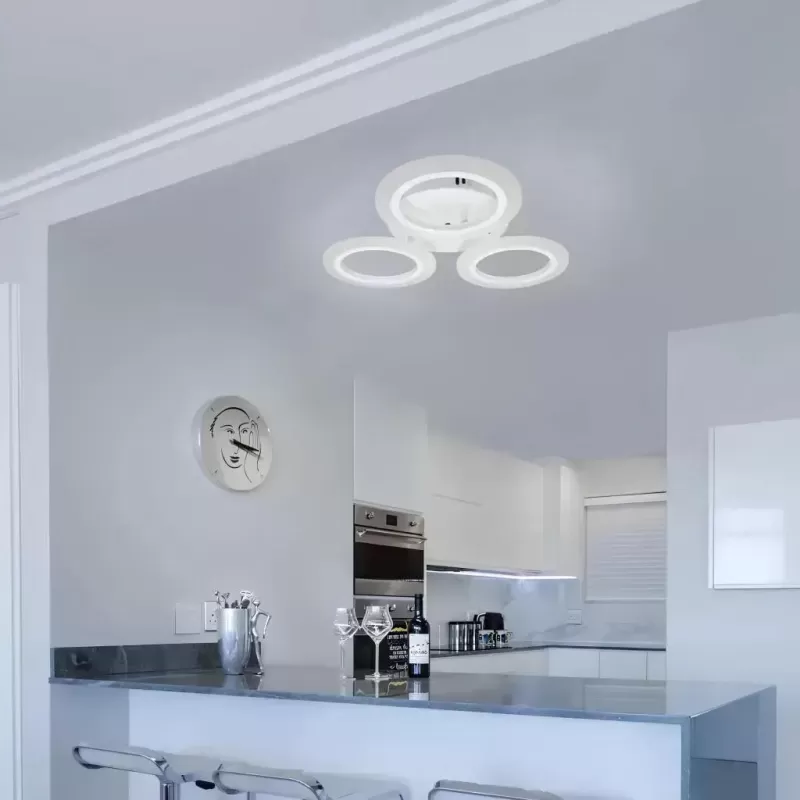 Lustra LED MARA 24W, 3 Cercuri, lumina Neutra, Alb