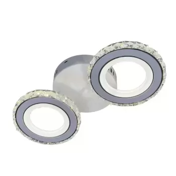 Lustra LED cu telecomanda si cristal NOVA ROTONDA 29W, 2 Cercuri, lumina Rece/Calda/Neutra, Alb