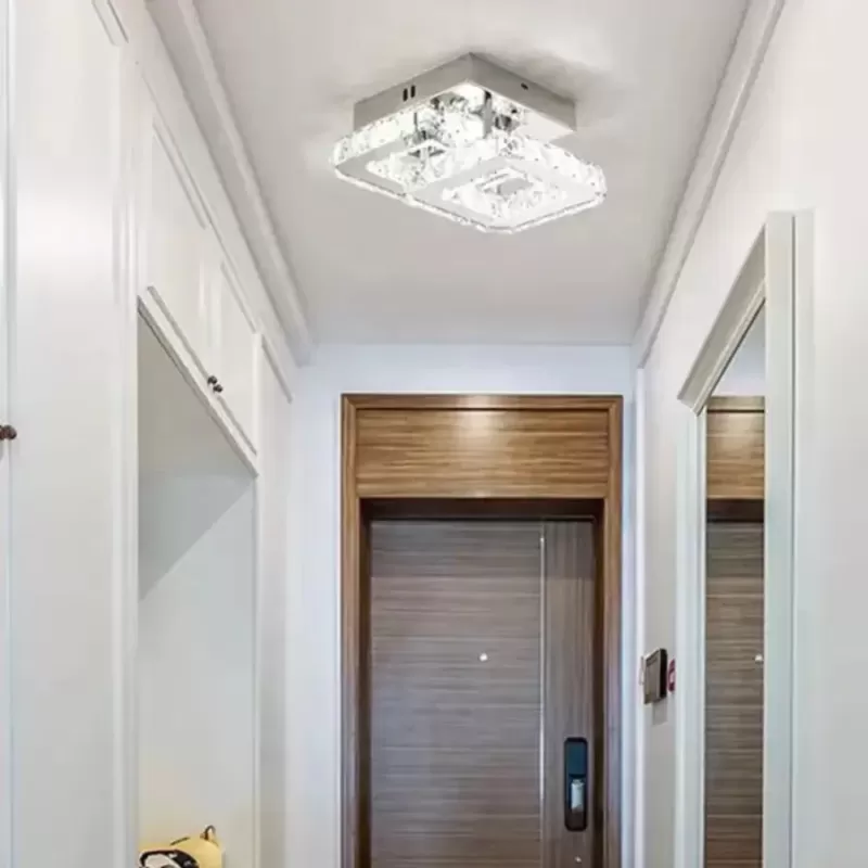 Lustra LED cu cristal JEREMIAH 34W, 2 Patrate, lumina Rece/Calda/Neutra, Dimabila, Crom Lucios