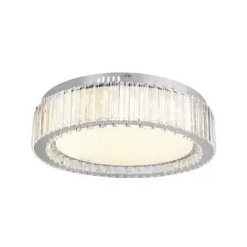 Lustra LED cu telecomanda si cristal MADOX 80W, lumina Rece/Calda/Neutra, Dimabila, Argintiu
