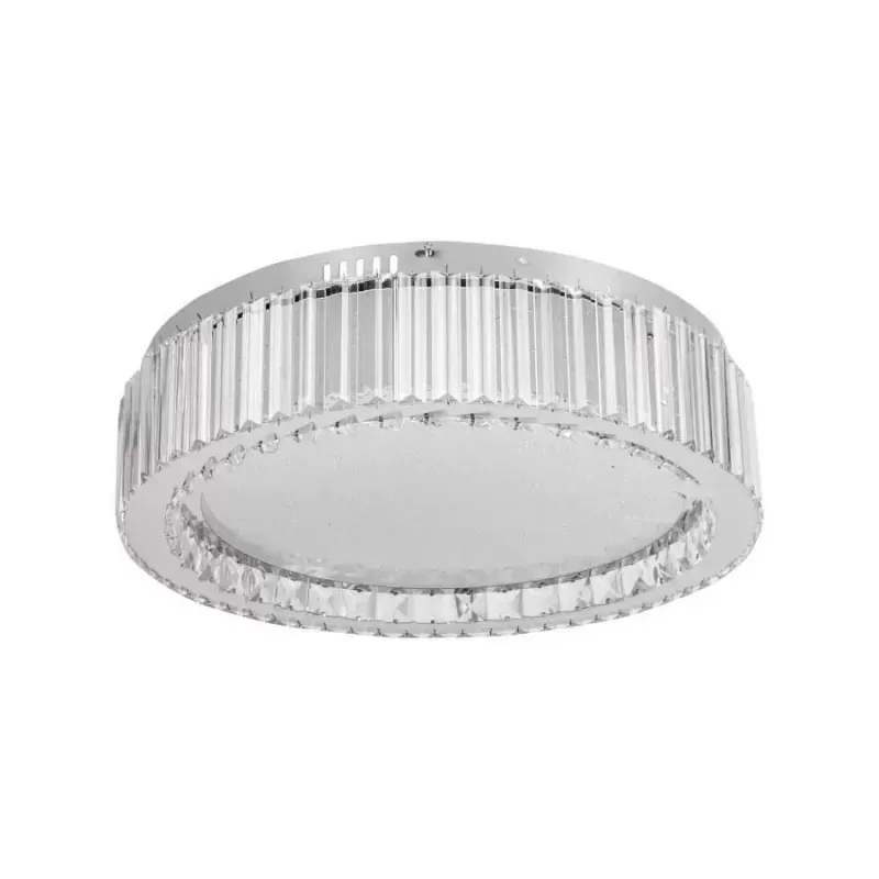 Lustra LED cu telecomanda si cristal MADOX 80W, lumina Rece/Calda/Neutra, Dimabila, Argintiu