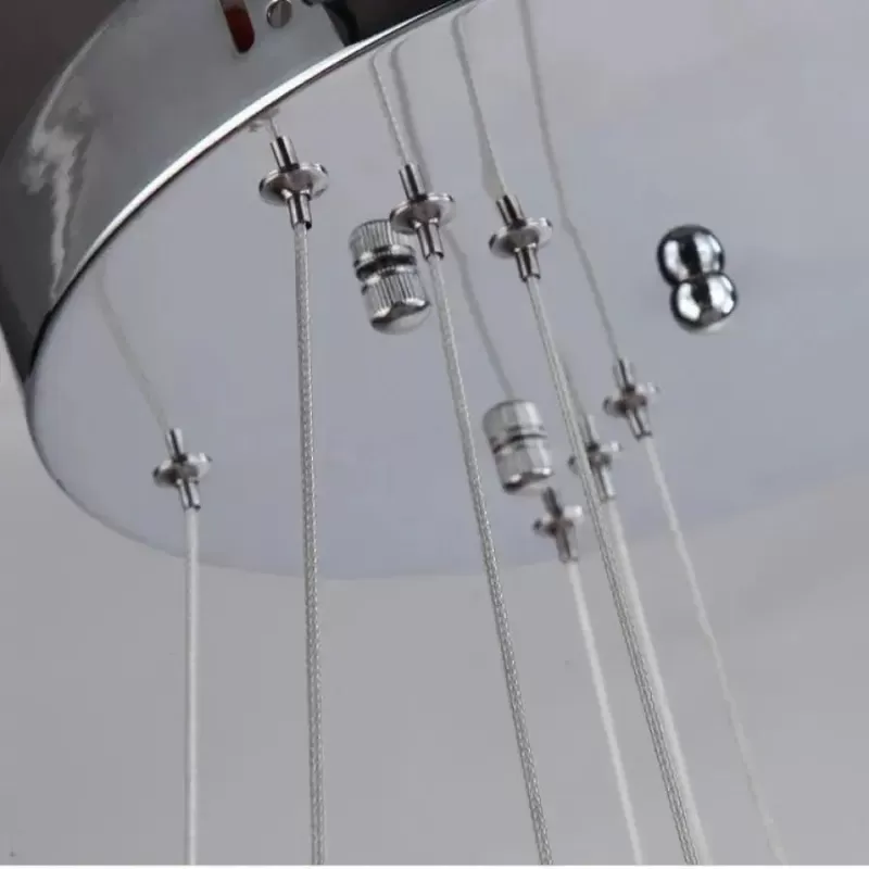 Lustra LED suspendata cu telecomanda si cristal PRISM LUMINIS 78W, 3 Cercuri, lumina Rece/Calda/Neutra, Dimabila, Argintiu, Inaltime Reglabila