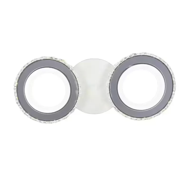 Lustra LED cu telecomanda si cristal NOVA ROTONDA 29W, 2 Cercuri, lumina Rece/Calda/Neutra, Alb
