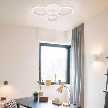 Lustra LED cu telecomanda BETTY 44W, 4 Cercuri, lumina Rece/Calda/Neutra, Dimabila, Alb