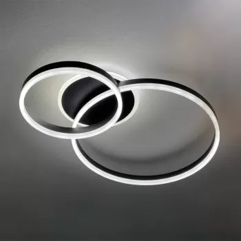 Lustra LED cu telecomanda ELISABETH 72W, 2 Cercuri, lumina Rece/Calda/Neutra, Dimabila, Negru