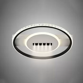 Lustra LED cu telecomanda si cristal NEIL 38W, lumina Rece/Calda/Neutra, Dimabila, Negru