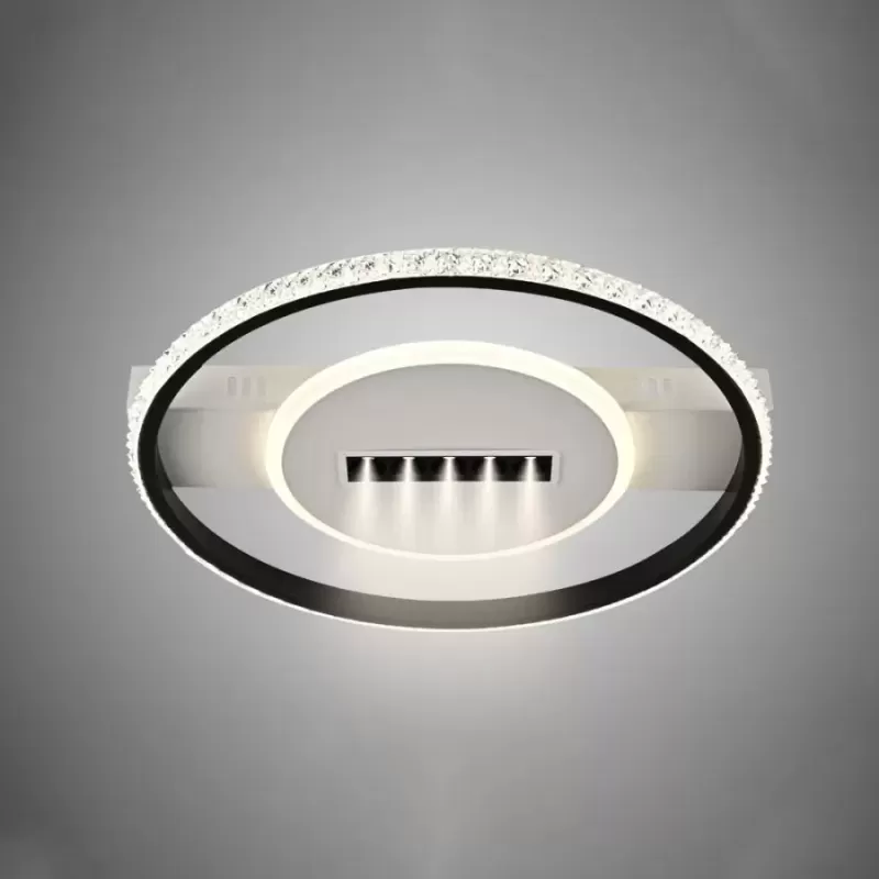 Lustra LED cu telecomanda si cristal NEIL 38W, lumina Rece/Calda/Neutra, Dimabila, Negru
