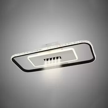 Lustra LED cu telecomanda si cristal NIKOLAS 48W, lumina Rece/Calda/Neutra, Dimabila, Negru