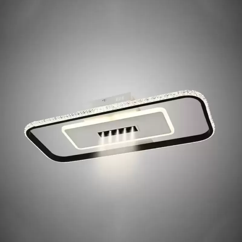 Lustra LED cu telecomanda si cristal NIKOLAS 48W, lumina Rece/Calda/Neutra, Dimabila, Negru