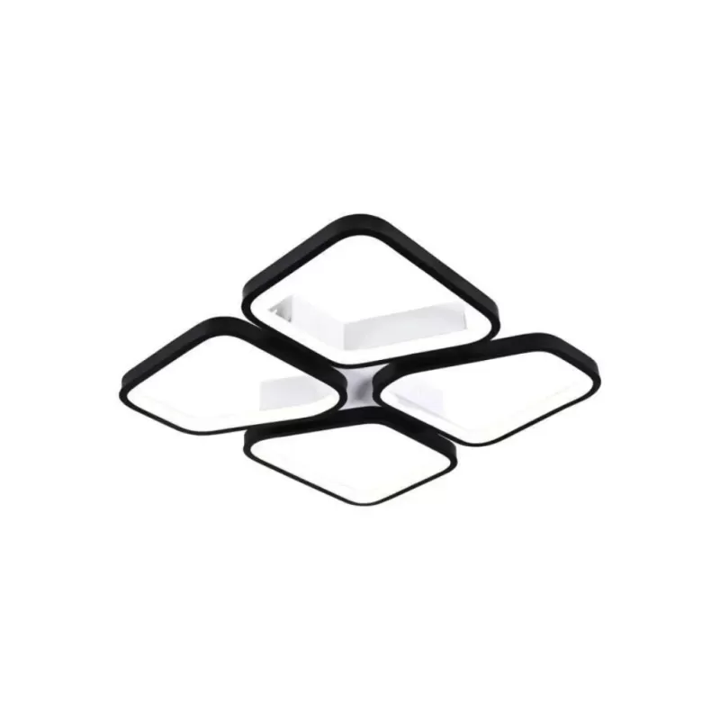 Lustra LED cu telecomanda DAIKI 79W, 4 Patrate, lumina Rece/Calda/Neutra, Dimabila, Negru