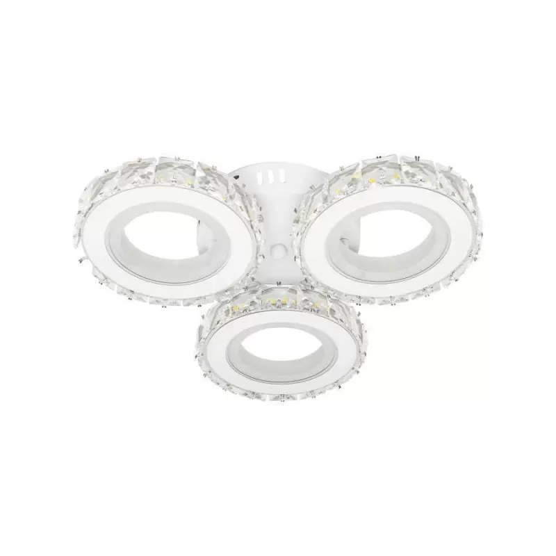 Lustra LED cu telecomanda si cristal ECOTIUS 72W, 3 Cercuri, lumina Rece/Calda/Neutra, Dimabila, Alb Crom Lucios