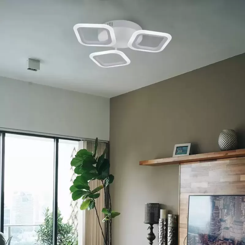 Lustra LED ERIKA 24W, 3 Patrate, lumina Neutra, Alb