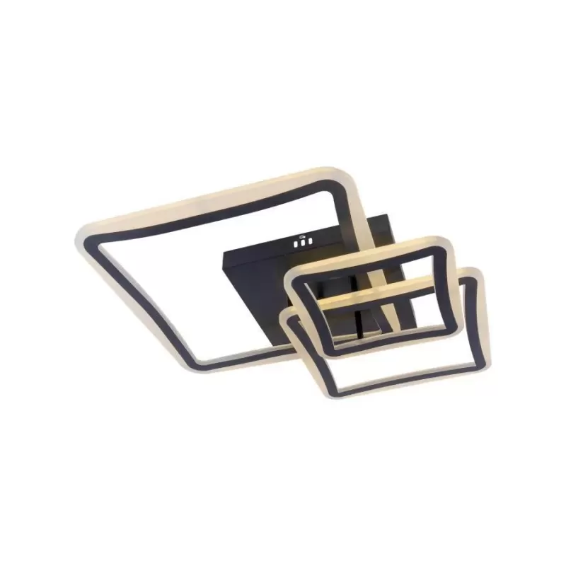 Lustra LED cu telecomanda FARYDA 120W, 3 Patrate, lumina Rece/Calda/Neutra, Dimabila, Negru