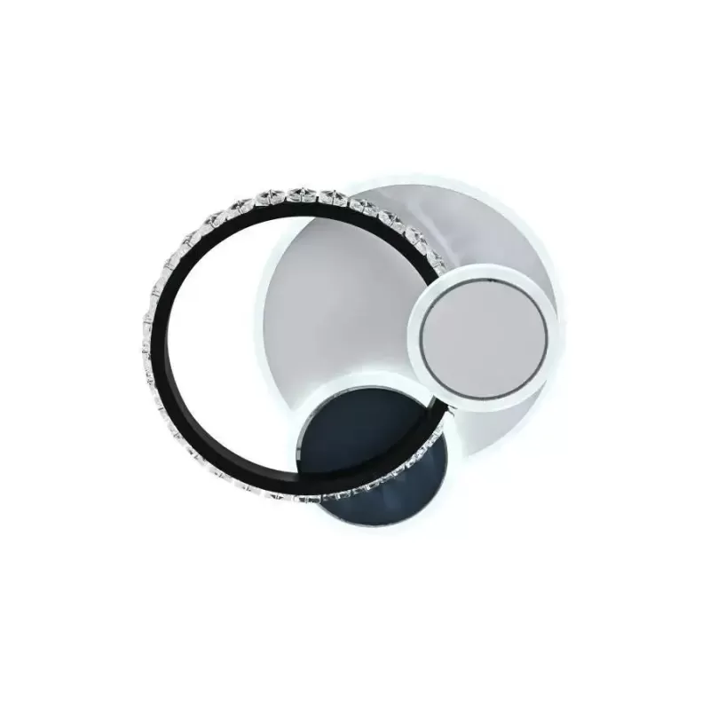 Lustra LED cu cristal GELLA 48W, Rotunda, lumina Rece/Calda/Neutra, Alb Negru