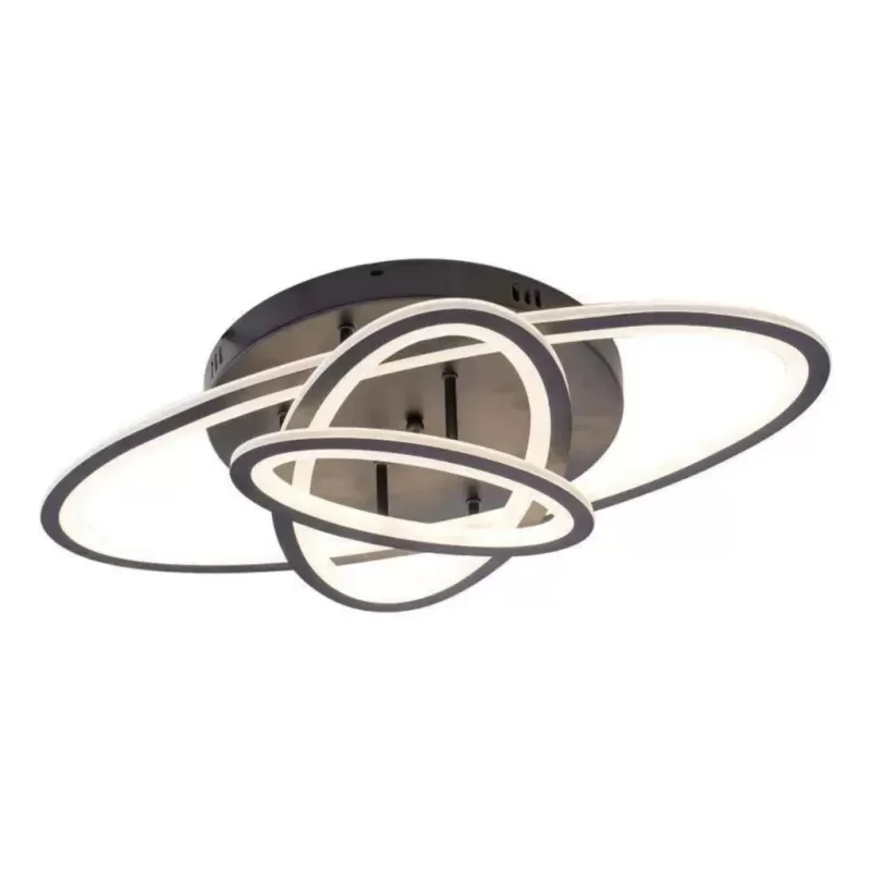 Lustra LED cu telecomanda GENTIANA 75W, 3 Elipse, lumina Rece/Calda/Neutra, Dimabila, Negru