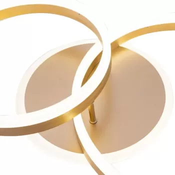 Lustra LED cu telecomanda LYRA 118W, 2 Cercuri, lumina Rece/Calda/Neutra, Dimabila, Auriu Periat